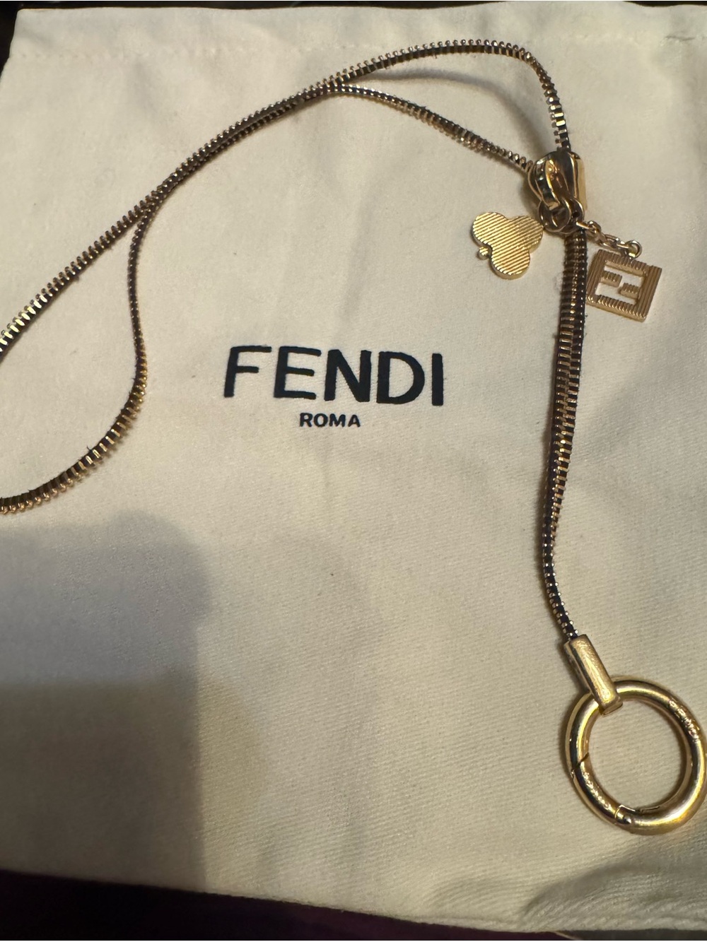 Fendi x Chaos Gold-Tone FF Charm Ring Necklace